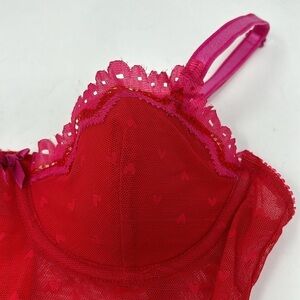Heart Embroidered Push-Up Bustier Corset Necessary objects Size 34 A red color